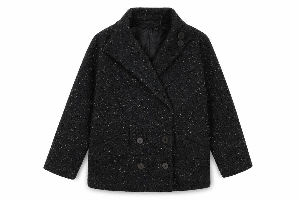Womens UK Size M Mango Black Overcoat