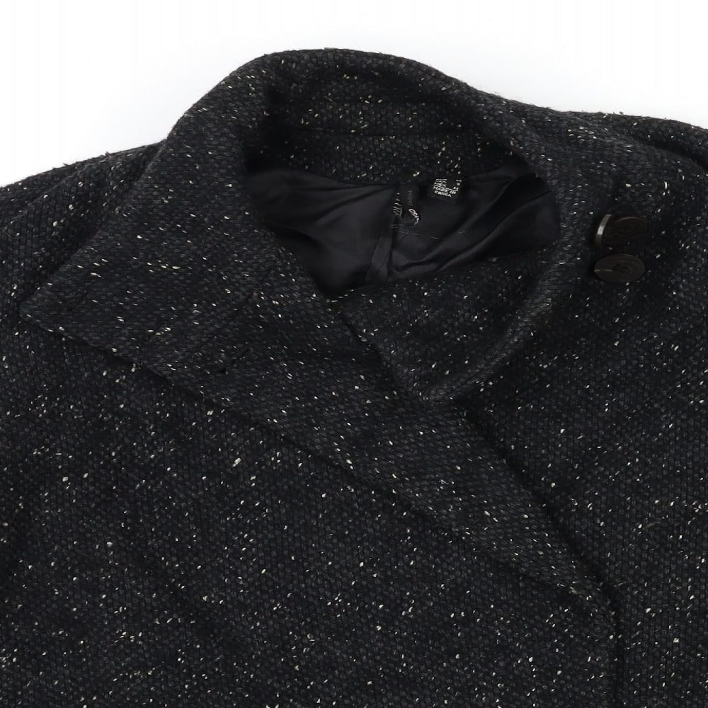 Womens UK Size M Mango Black Overcoat