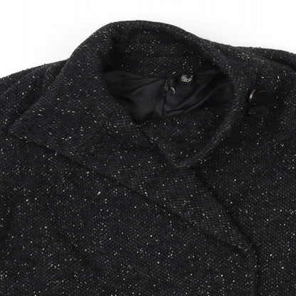 Womens UK Size M Mango Black Overcoat