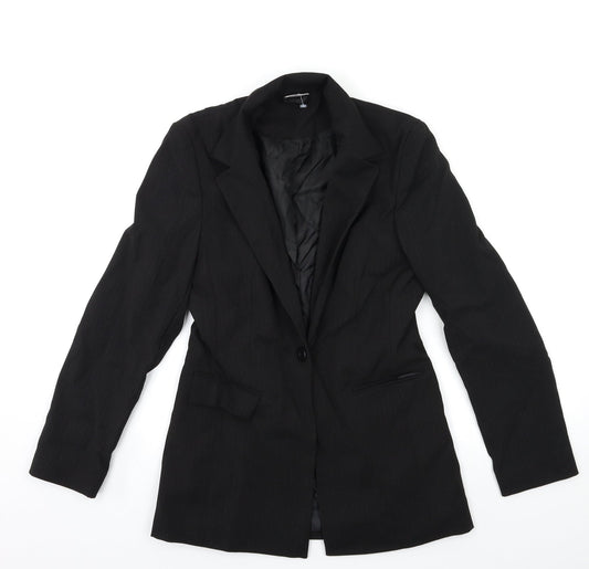 Select Womens Black Striped  Jacket Suit Jacket Size 8