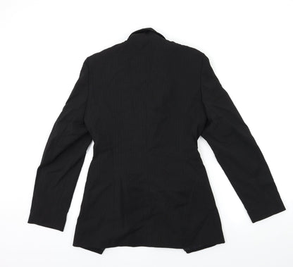 Select Womens Black Striped  Jacket Suit Jacket Size 8