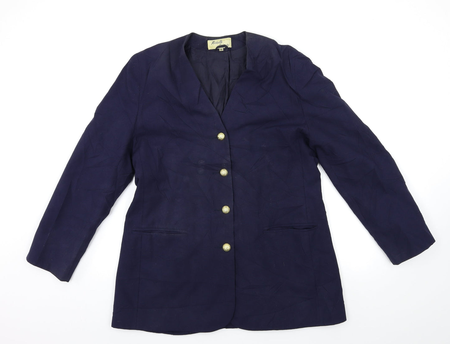 MICHELLE ROERTS Womens Blue   Biker Coat Size 16