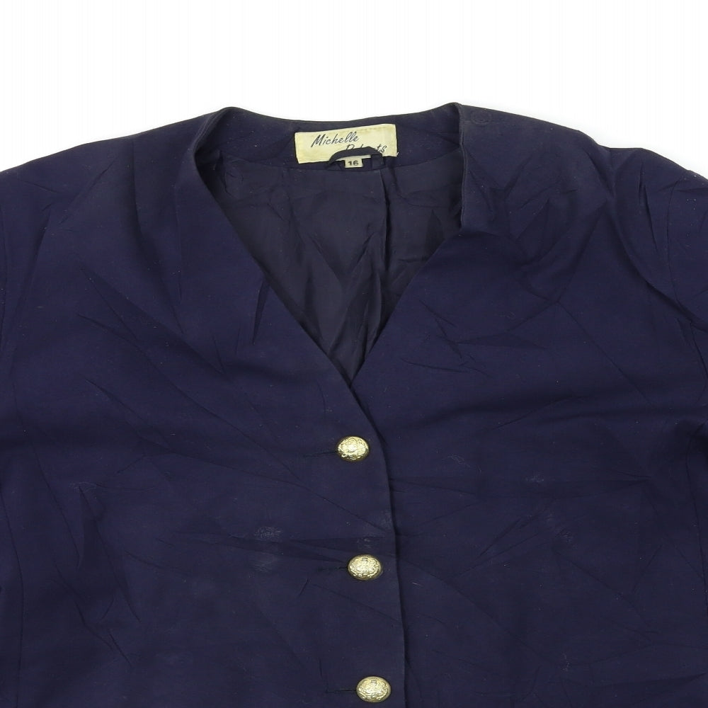 MICHELLE ROERTS Womens Blue   Biker Coat Size 16