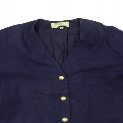 MICHELLE ROERTS Womens Blue   Biker Coat Size 16