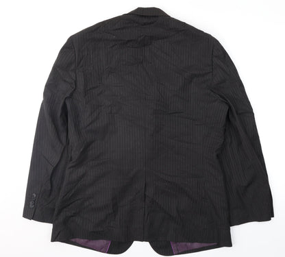 George Mens Black Striped  Jacket Suit Jacket Size 40