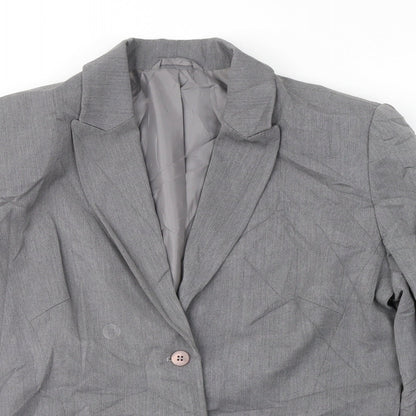 NEXT Womens Grey Herringbone  Jacket Suit Jacket Size 10