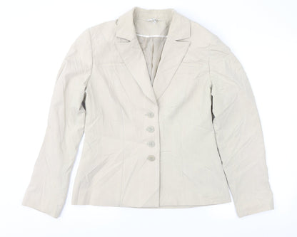 Klass Womens Beige Striped  Jacket Suit Jacket Size 12