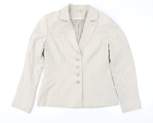Klass Womens Beige Striped  Jacket Suit Jacket Size 12