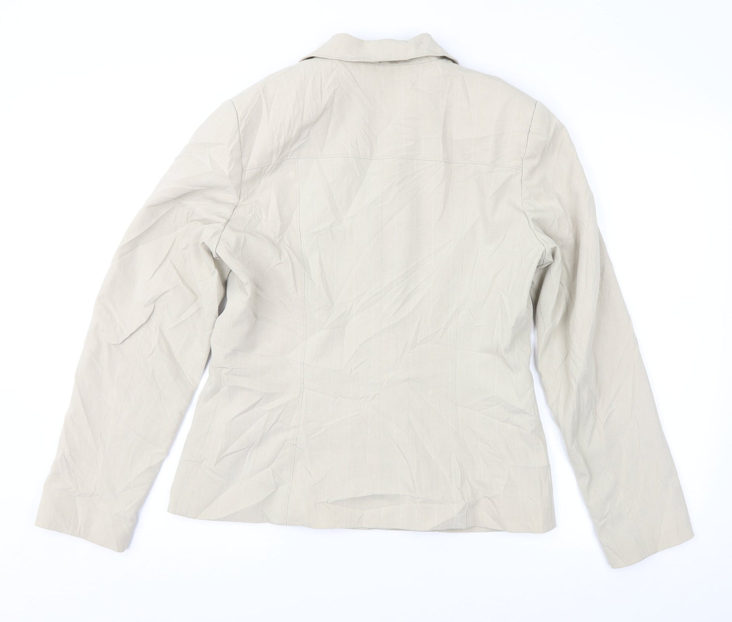 Klass Womens Beige Striped  Jacket Suit Jacket Size 12