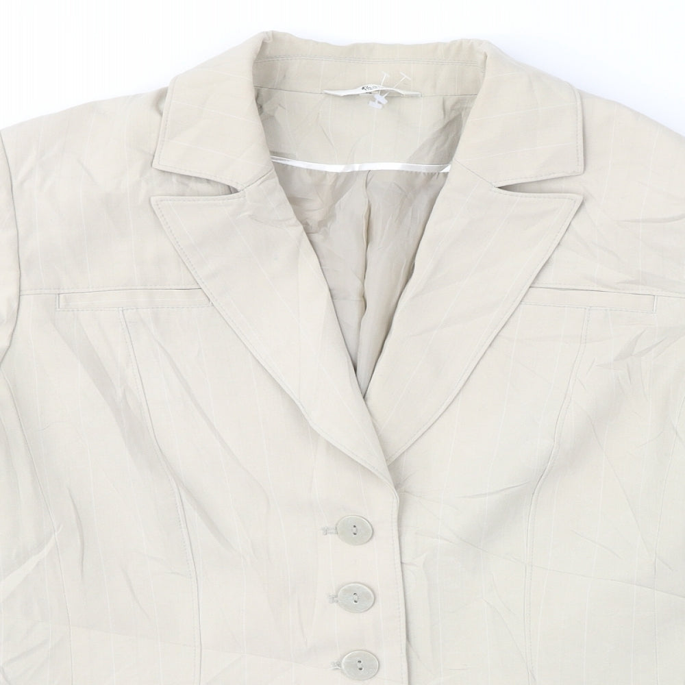Klass Womens Beige Striped  Jacket Suit Jacket Size 12