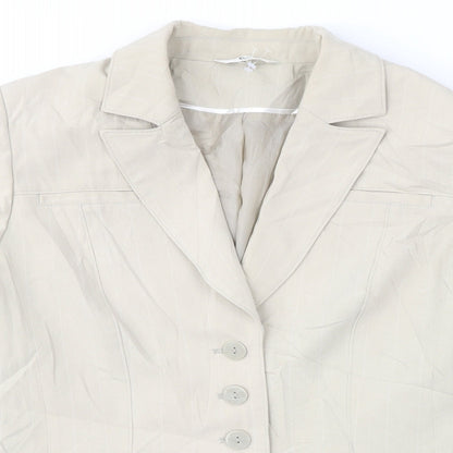 Klass Womens Beige Striped  Jacket Suit Jacket Size 12