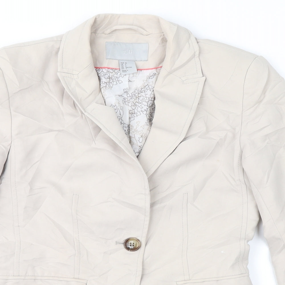 Womens UK Size 4 H&M Regular Beige Suit Jacket