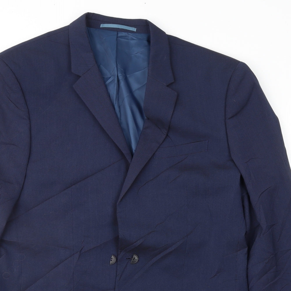 Mens UK Size 40 River Island Regular Blue Suit Jacket
