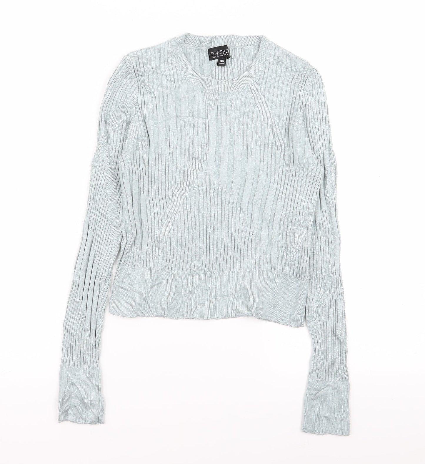 Womens UK Size 10 Topshop Blue Basic T-Shirt