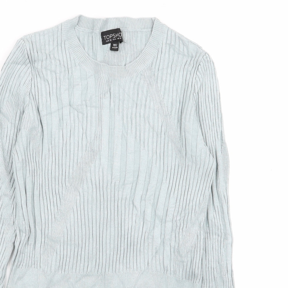 Womens UK Size 10 Topshop Blue Basic T-Shirt