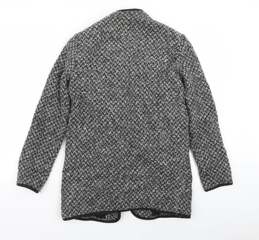 TU Womens Grey Houndstooth  Jacket Coat Size 8