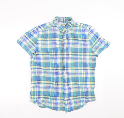 NEXT Mens Blue Plaid   Button-Up Size M