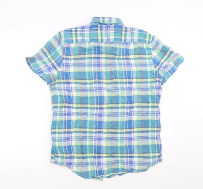 NEXT Mens Blue Plaid   Button-Up Size M