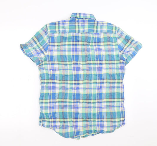NEXT Mens Blue Plaid   Button-Up Size M