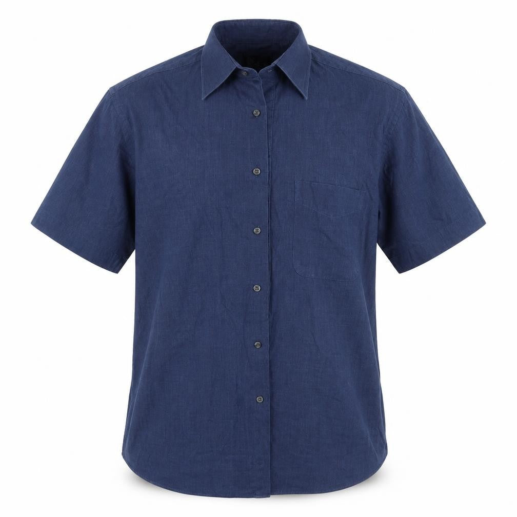 Mens UK Size 15.5 BHS Blue  Button-Up Short Sleeve Casual Shirt