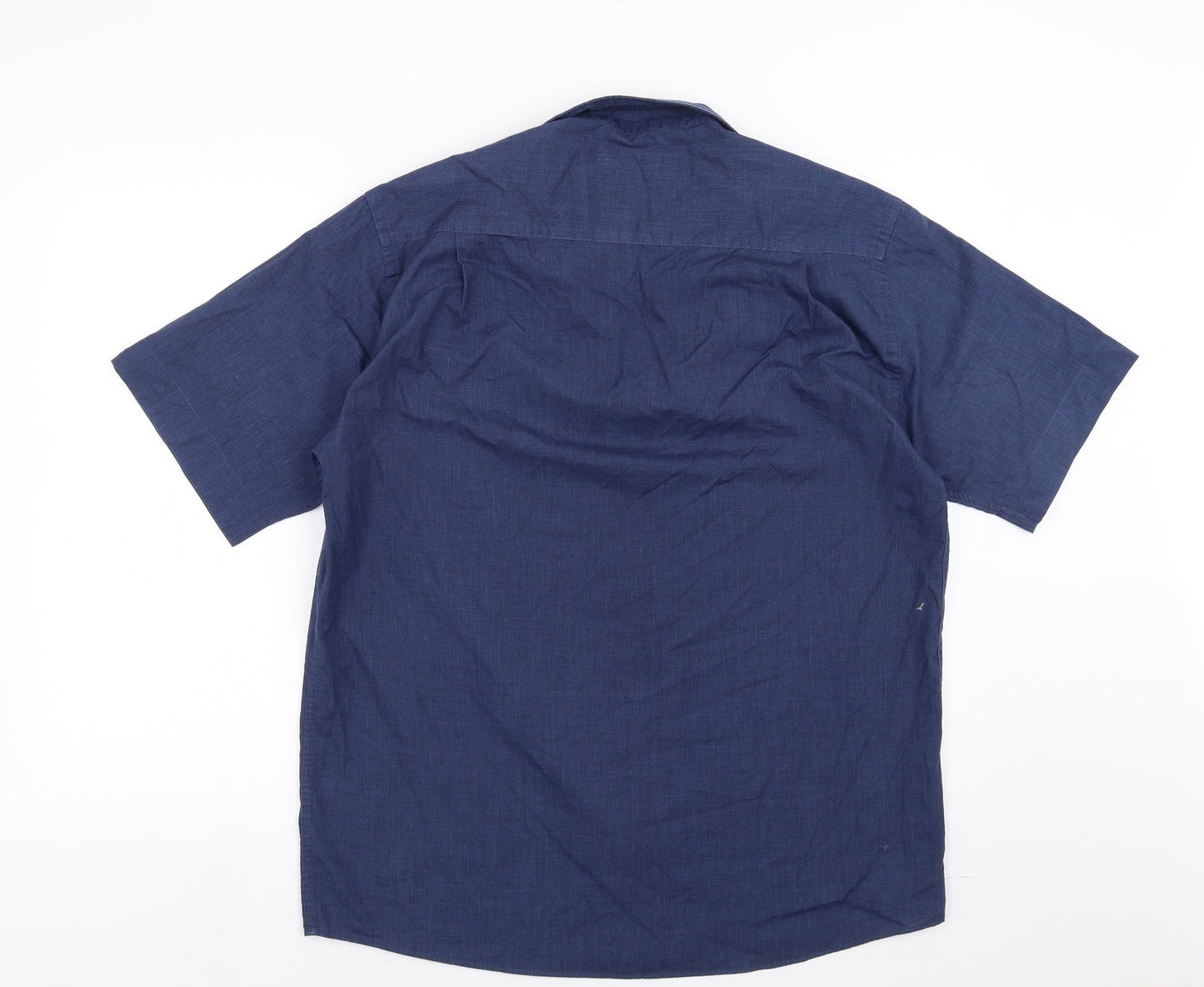 Mens UK Size 15.5 BHS Blue  Button-Up Short Sleeve Casual Shirt