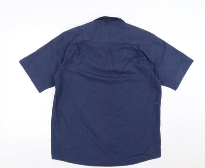 Mens UK Size 15.5 BHS Blue  Button-Up Short Sleeve Casual Shirt