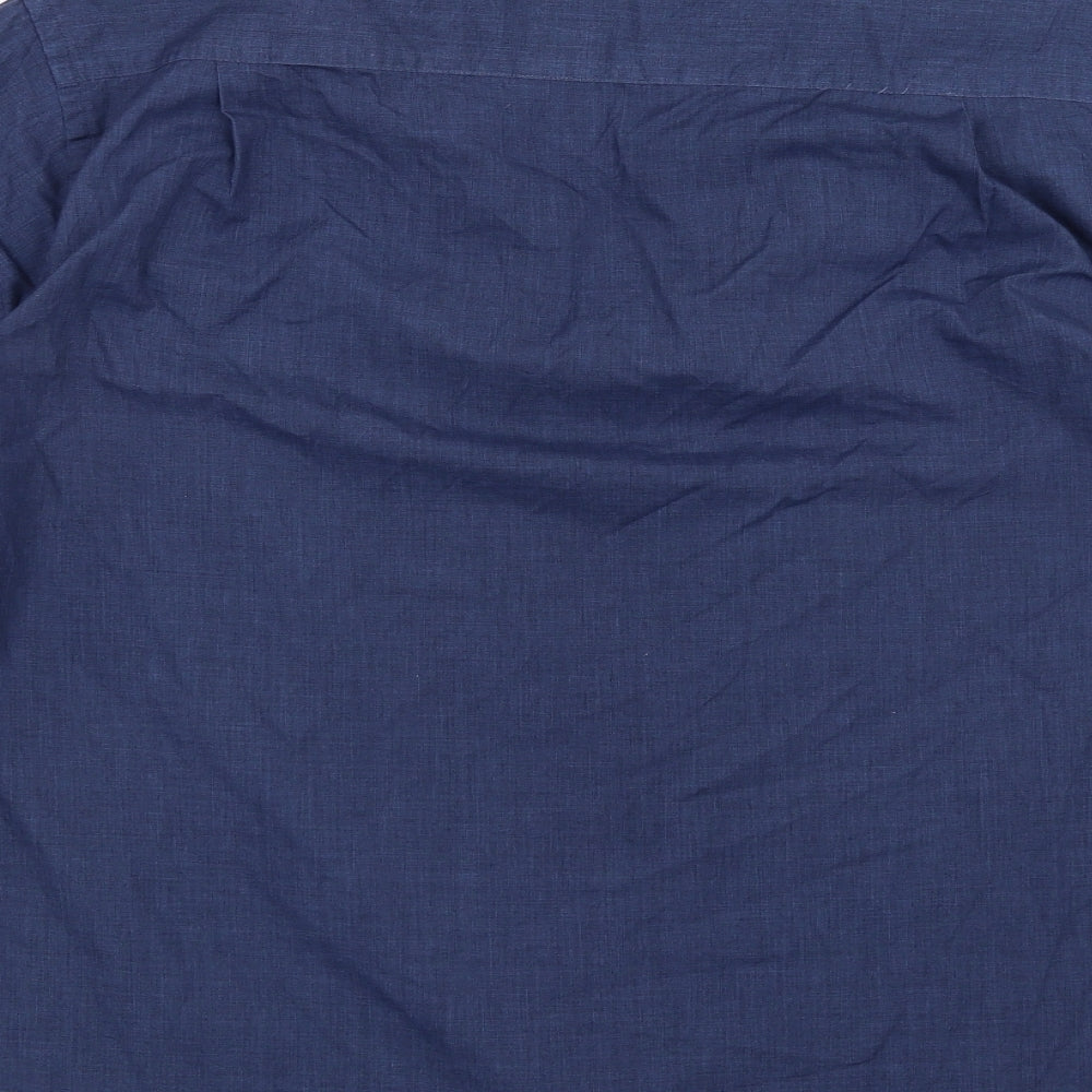 Mens UK Size 15.5 BHS Blue  Button-Up Short Sleeve Casual Shirt