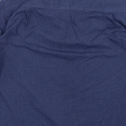 Mens UK Size 15.5 BHS Blue  Button-Up Short Sleeve Casual Shirt