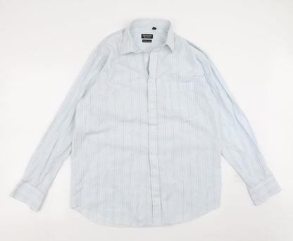 Mens UK Size 16 blue lake Blue  Button-Up Long Sleeve Casual Shirt