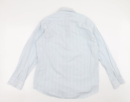 Mens UK Size 16 blue lake Blue  Button-Up Long Sleeve Casual Shirt