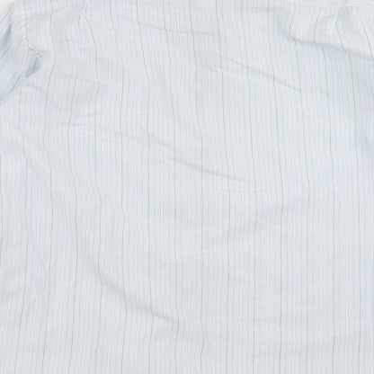 Mens UK Size 16 blue lake Blue  Button-Up Long Sleeve Casual Shirt