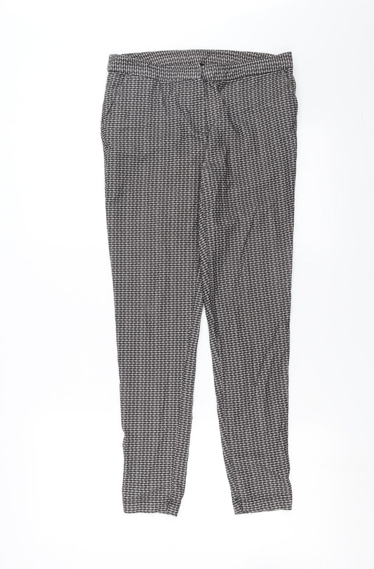 New Look Womens Black Geometric  Trousers  Size 8 L26 in