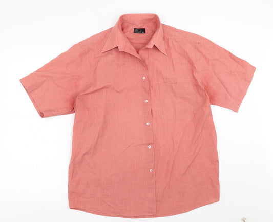 Mens UK Size 15.5 BHS Pink  Button-Up Short Sleeve Casual Shirt