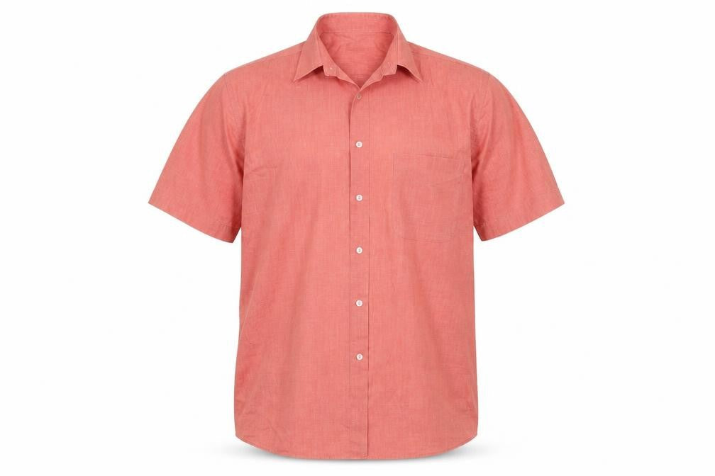 Mens UK Size 15.5 BHS Pink  Button-Up Short Sleeve Casual Shirt