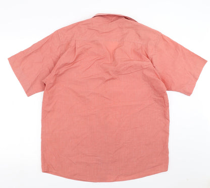 Mens UK Size 15.5 BHS Pink  Button-Up Short Sleeve Casual Shirt