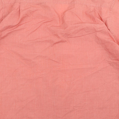 Mens UK Size 15.5 BHS Pink  Button-Up Short Sleeve Casual Shirt