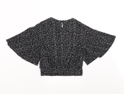 New Look Girls Black Floral  Basic Blouse Size 10-11 Years