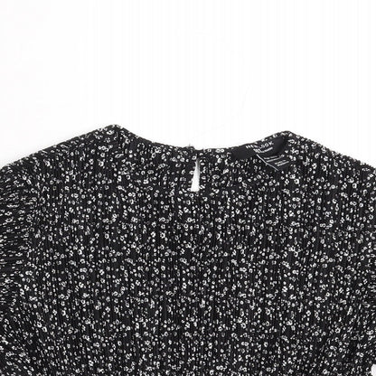 New Look Girls Black Floral  Basic Blouse Size 10-11 Years