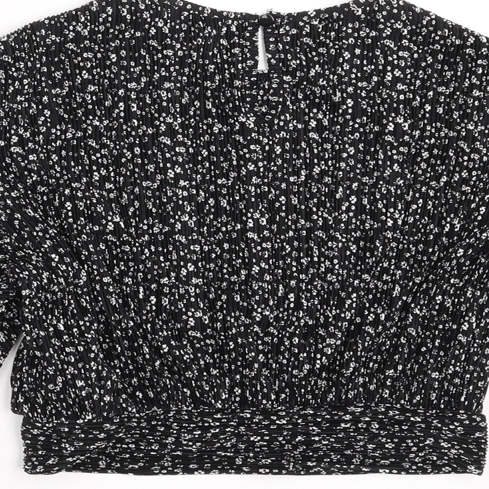 New Look Girls Black Floral  Basic Blouse Size 10-11 Years