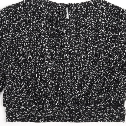New Look Girls Black Floral  Basic Blouse Size 10-11 Years
