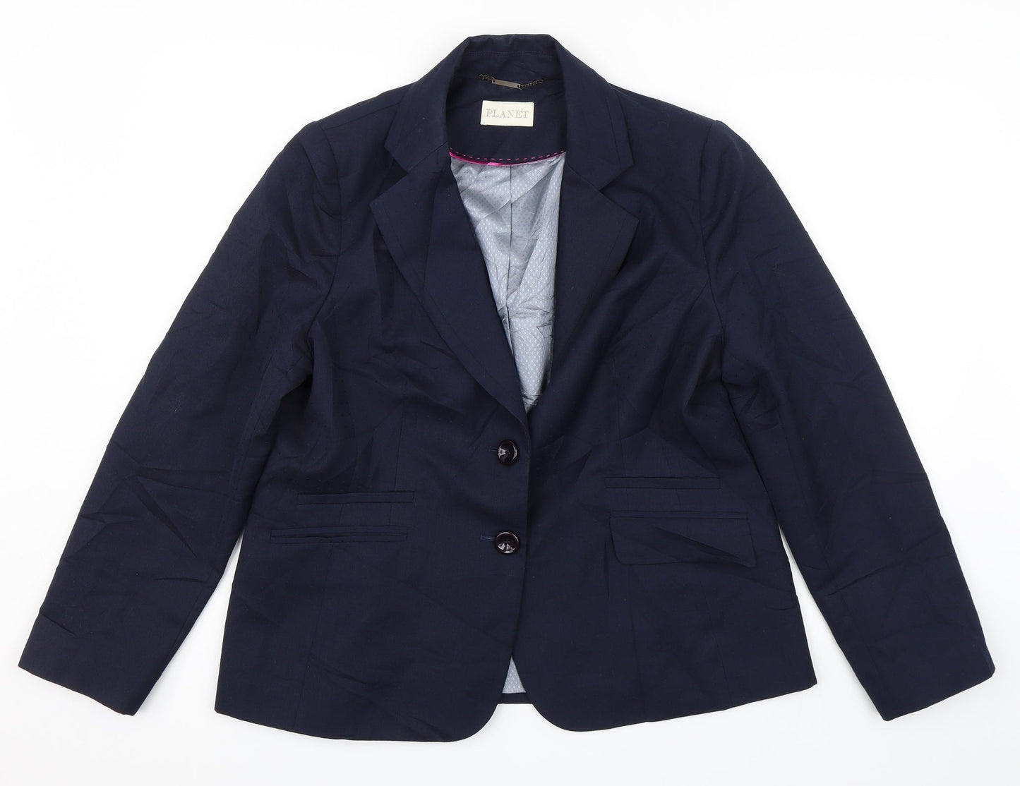 Panet Womens Blue Spotted  Jacket Suit Jacket Size 16