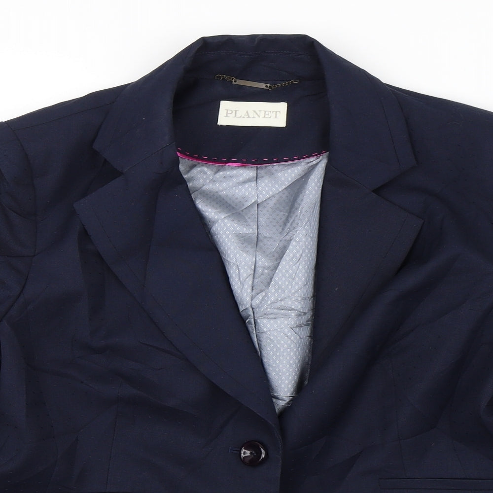 Panet Womens Blue Spotted  Jacket Suit Jacket Size 16