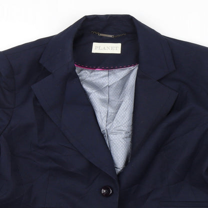 Panet Womens Blue Spotted  Jacket Suit Jacket Size 16