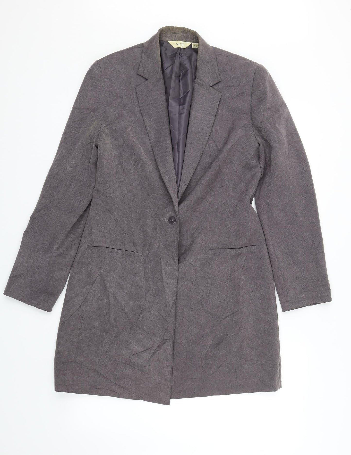 NEXT Womens Grey Herringbone  Jacket Suit Jacket Size 12
