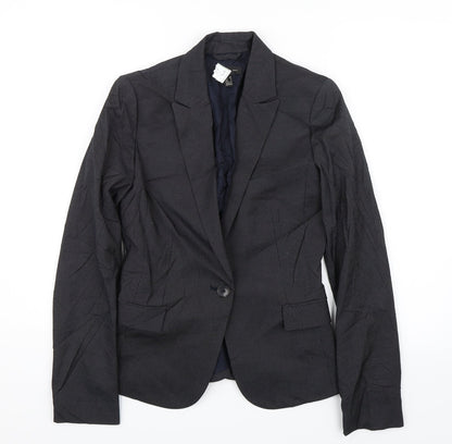 Mango Womens Black Striped  Jacket Suit Jacket Size 8