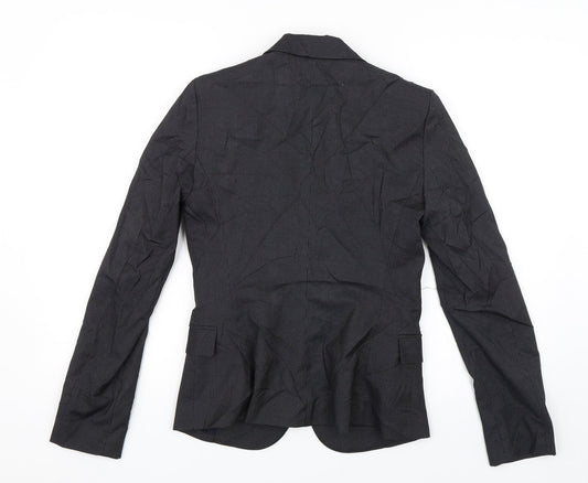 Mango Womens Black Striped  Jacket Suit Jacket Size 8