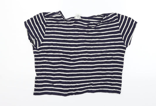 FOREVER 21 Womens Blue Striped  Basic T-Shirt Size L