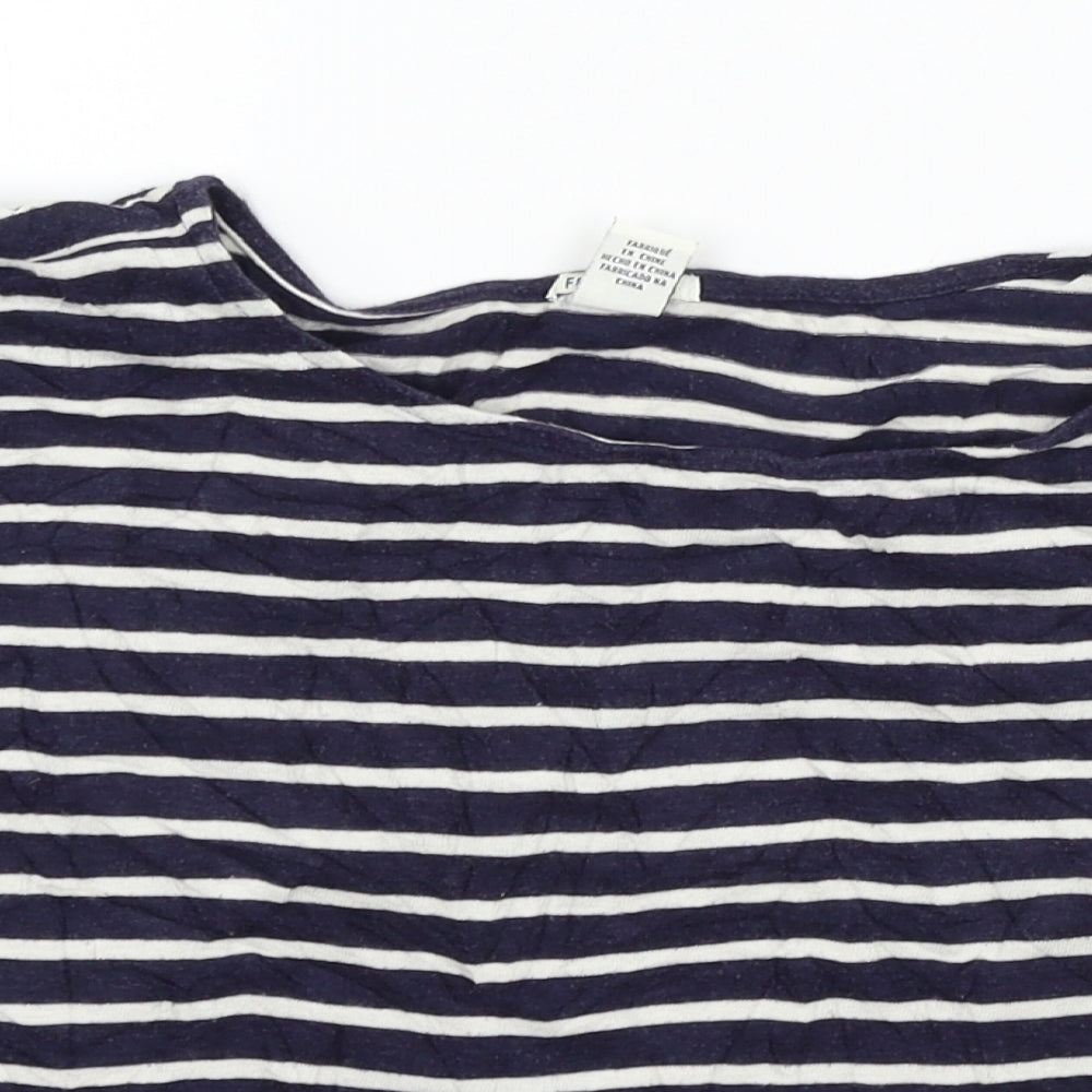 FOREVER 21 Womens Blue Striped  Basic T-Shirt Size L