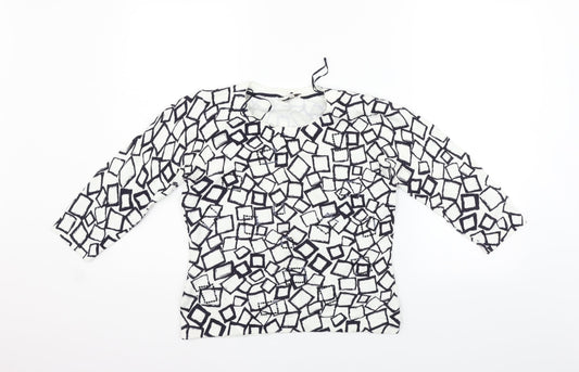 county casual Womens White Geometric  Pullover Jumper Size S