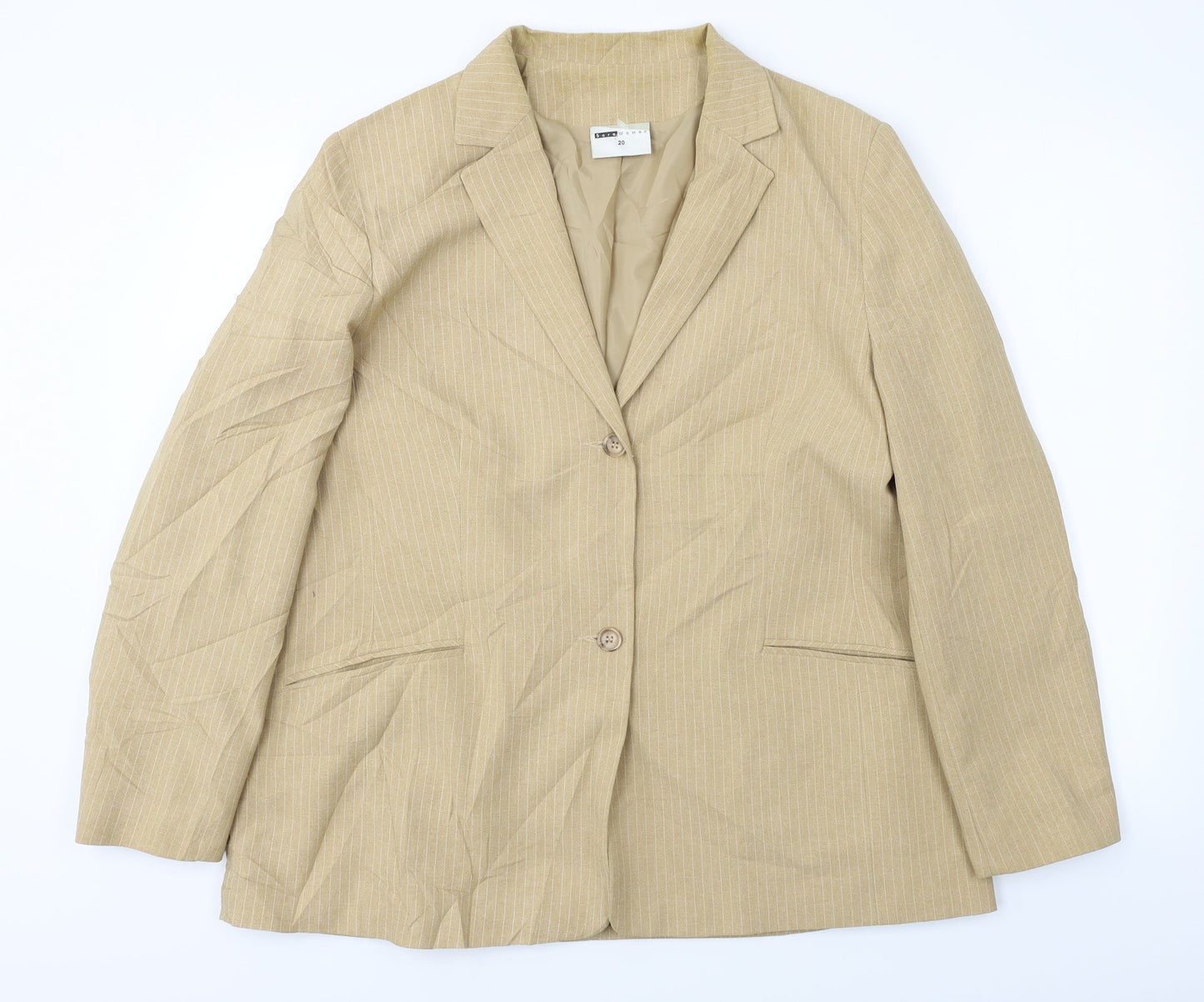 Sara Woman  Womens Beige Striped  Jacket Blazer Size 20